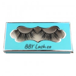 bright blue paper eyelash packing custom with sliver trim around the window CPB26