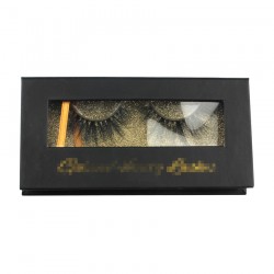 Custom black&gold gillter window magnetic eyelash packaging with hot stamping your logo CMB076