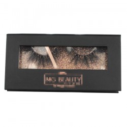 Custom black&rose gold gillter window magnetic eyelash packaging with hot stamping your logo CMB078