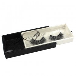 Custom black&white gillter PVC magnetic eyelash packaging with hot stamping your logo CMB084