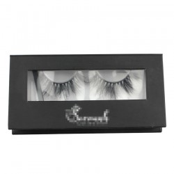 Custom black&white window magnetic eyelash packaging with hot stamping your logo CMB079