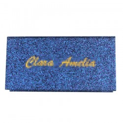 Custom Blue Glitter Magnetic eyelash packaging without window CMB122