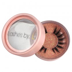 custom cute pink circle eyelash packaging with logo on  top PVC -CCB03