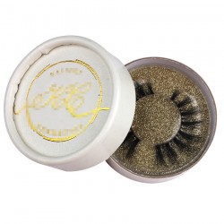 custom cute white circle eyelash packaging with gold logo CCB04