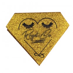 custom gold glitter color sparkling diomand magnetic eyelash packaging with black color logo hot stamped CDMB05