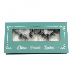 Custom green silver trim window magnetic eyelash packaging with your logo CMB057