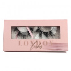 Custom handmade pink&white gillter window magnetic eyelash packaging with 3D printing your logo CMB058