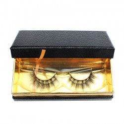 Custom Imitation rough leather grain lid and base eyelash packaging  with your logo CMB01