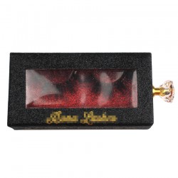 custom luxury black glitter slider hot stamping logo eyelash packaging  with gold knobs CGSB04