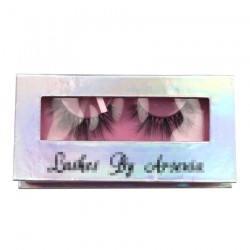 Custom luxury holographic silver&pink window magnetic eyelash packaging with hot stamping your logo CMB082