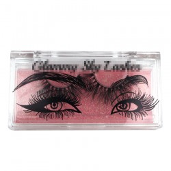 custom luxury rectangle acrylic eyelash clear packaging with logo hot stamped CAB03
