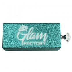 custom luxury teal glitter slider eyelash packaging with silver knobs CGSB02