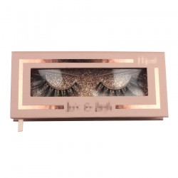 Custom matte luxury rose gold trim window magnetic eyelash packaging with your logo CMB063