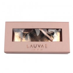Custom Nude magnetic eyelash packaging with regular window and hot stamped logo CMB104