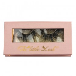Custom premium pink&gold gillter window magnetic eyelash packaging with your logo CMB067