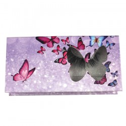 Custom premium purple&white gillter butterfly window magnetic eyelash packaging with your logo CMB097