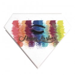 custom white color diomand magnetic eyelash packaging with rainbow color logo printed CDMB03