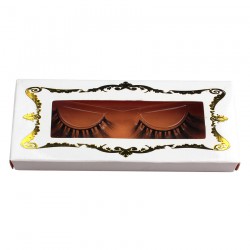 luxry white paper eyelash custom packing with golden trim CPB25