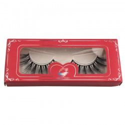 red custom papper eyelash  packing with sliver trim CPB10