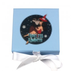 Custom Baby Blue Square magnetic eyelash packaging with white ribbon CMB136