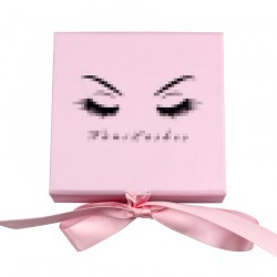 Custom Baby Pink Square Magnetic eyelash packaging with pink ribbon CMB138
