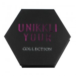 custom black hexagon magnetic eyelash packaging with sparkling  hot pink foil  hot stamping logo pink glitter shiny C6MB01