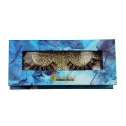 Custom blue handmade window gillter magnetic eyelash packaging with your logo CMB051