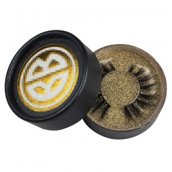 custom cute dark grey circle eyelash packaging with  foil stamped logo on  top  -CCB06