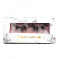 Custom fashion marble&pink window magnetic eyelash packaging with hot stamping your logo CMB055