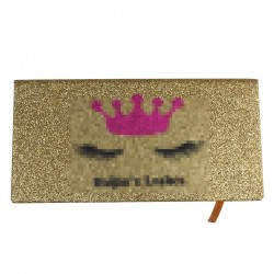 Custom Gold glitter Magnetic eyelash packaging with Hot Pink inner box CMB121
