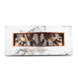 Custom high quality marble color&rose gold trim window magnetic eyelash packaging with hot stamping your logo CMB059