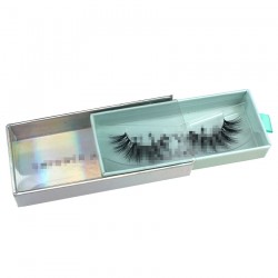 Custom holographic PVC slider eyelash packaging  with hot stamped your logo CMB42