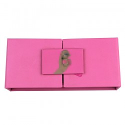 Custom Hot Pink Magnetic Double-Doors eyelash packaging with print your logo CMB100