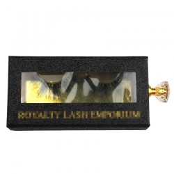 custom luxury black glitter slider eyelash packaging with gold knobs CGSB01