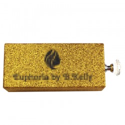 custom luxury gold glitter slider eyelash packaging with gold knobs CGSB03
