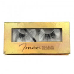Custom luxury holographic gold window magnetic eyelash packaging with your logo CMB081