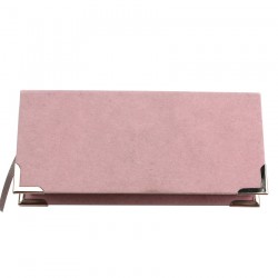 custom luxury light pink velvet eyelash packaging with silver corner protectors CVMB01