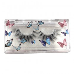 custom luxury rectangle butterflies acrylic eyelash clear packaging with logo printings CAB02