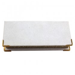 custom luxury white velvet eyelash packaging with gold corner protectors and gold glitter CVMB04