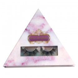 custom pink marble triangle eyelash packaging C3MB02