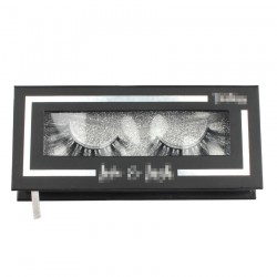 Custom private label black&silver trim  gillter window magnetic eyelash packaging with hot stamping your logo CMB068