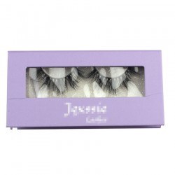 Custom purple&white gillter window magnetic eyelash packaging with your logo CMB069