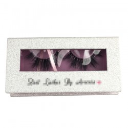 Custom White Glitter Magnetic eyelash packaging with Pink inner CMB129