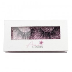 Custom white&purple gillter magnetic eyelash packaging with your logo CMB74