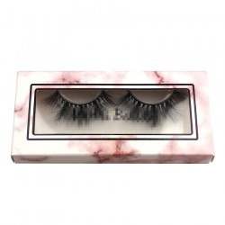 pink marble paper eyelash packing for custom with trim CPB12